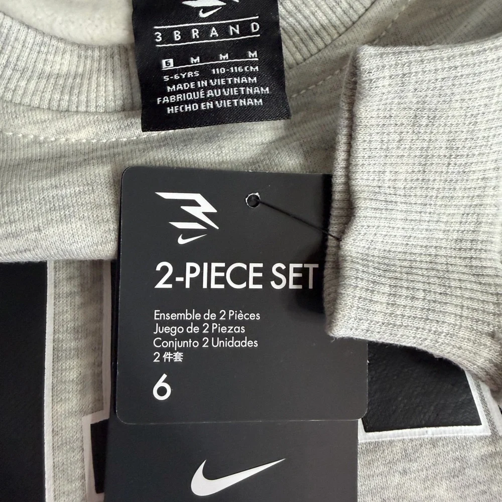 Nike Boy’s Gray 2pc Set with Black Lettering and White Swoosh‎